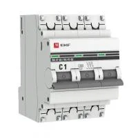 Выключатель автоматический модульный 3п C 1А 4.5кА ВА 47-63 PROxima EKF mcb4763-3-01C-pro