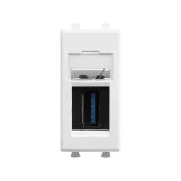 Розетка USB 3.0 1мод. Avanti "Белое облако" тип А-А модульная DKC 4400301
