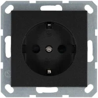 Розетка 1-м Shuko 16А IP20 с заземл. защ. шторки механизм антрацит Jasmart G5501B