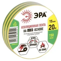 Изолента ПВХ 15ммх20м желто-зел. ЭРА C0036548