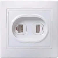 Розетка компьютерная + телефонная 2-м СП Кварта РК/Т12-КБ IP20 бел. IEK EIK10-K01-DM