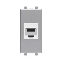 Розетка компьютерная 1мод. Avanti "Закаленная сталь" RJ45 кат.5E без шторок модульная механизм DKC 4404661