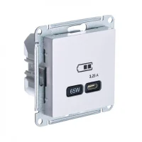 Розетка USB AtlasDesign тип C 65Вт QC PD высокоскор. ЗУ механизм жемчуг SE ATN000427