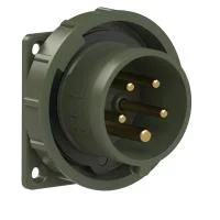 6152-6.u PCE Вилка встраиваемая 16А/400V/3P+N+E/IP67, фланец 75x75, бронзово-зеленый
