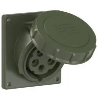 4152-6.u PCE Розетка встраиваемая наклонная 16А/400V/3P+N+E/IP67, фланец 92x100, бронзово-зелёный