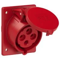 424-6 PCE Розетка встраиваемая наклонная 32А/400V/3P+E/IP44, фланец 80x97
