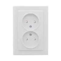 Розетка 2-м СП Минск 10А IP20 без заземл. защ. шторки бел. Basic EKF ERR10-102-100