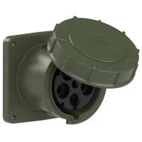 345-6.u PCE Розетка встраиваемая 125А/400V/3P+N+E/IP67, фланец 120x120, бронзово-зеленый