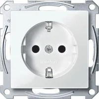 Розетка 1-м СП Merten System M 16А IP20 с заземл. защ. шторки QF SM механизм полярн. бел. SchE MTN2300-0319