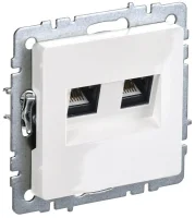 Розетка компьютерная двойная СП RJ45 кат.6 BRITE РК11-2-БрБ механизм бел. IEK BR-K20-2-K01