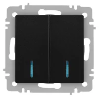 Выключатель Accent 6-105-05 двойн. с подсветкой 10А-250В IP20 СУ AL/CU антрацит Intro Б0063516