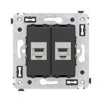 Розетка компьютерная 2-м СП Avanti "Черный матовый" RJ45 кат.6 без шторок экранир. механизм DKC 4412794