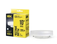 Лампа светодиодная Eco 10Вт T75 таблетка 4000К нейтр. бел. GX53 230В IEK LLE-T80-10-230-40-GX53
