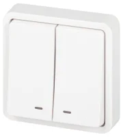 Выключатель Эксперт 11-1525-01 двойн. с подсветкой IP55 10АХ-250В СУ бел. Эра Б0063304