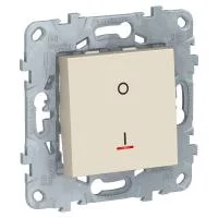 Выключатель 1-кл. 2п 2мод. СП Unica New IP21 (сх. 2а) 250В 16AX с индикацией механизм беж. SchE NU526244S