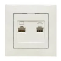 Розетка компьютерная + телефонная 2-м СП Валенсия RJ45 + RJ11 бел. PROxima EKF EWK02-035-30