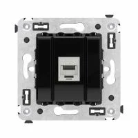 Розетка компьютерная 1-м СП Avanti "Черный квадрат" RJ45 кат.6A без шторок экранир. механизм DKC 4402773