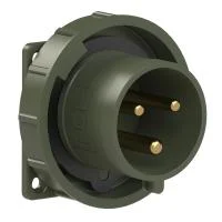6232-6.u PCE Вилка встраиваемая 32A/230V/1P+N+E/IP67, фланец 75x75, бронзово-зеленый