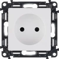 Розетка 1-м СП Valena Life 16А IP20 250В 2P защ. шторки безвинтов. клеммы с лицев. панелью механизм бел. Leg 753416