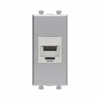 Розетка компьютерная 1мод. Avanti "Закаленная сталь" RJ45 кат.6A без шторок экранир. модульная механизм DKC 4404771