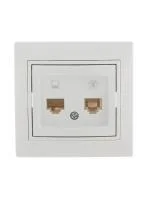 Розетка компьютерная + телефонная 2-м СП Mira RJ45 + RJ11 бел./бел. LEZARD 701-0202-143