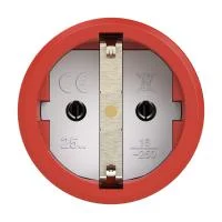 2510-rs PCE Розетка кабельная 16A/250V/2P+E/IP20 корпус красный, маркер черный