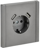 Розетка FORTE&PIANO FP545 16А USB A+A 3.1А с заземл. защ. штроки винт. крепл. сталь IEK FP-R14-16-U21-D31-K46