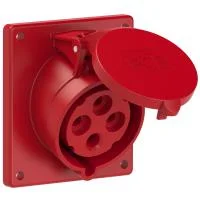 424-6ttf9 PCE Розетка встраиваемая наклонная 32А/400V/3P+E/IP44, фланец 92x100, безвинтовое подключение