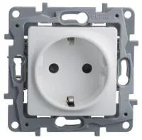 Розетка 1-м СП Etika 16А IP31 250В 2P+E с заземл. защ. шторки немецк. стандарт винтов. клеммы механизм бел. Leg 672222