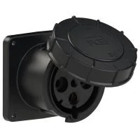 344-6xs PCE Розетка встраиваемая 125А/400V/3P+E/IP67, черная, фланец 120x120