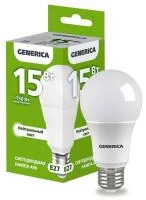Лампа светодиодная A60 15Вт грушевидная 4000К E27 230В GENERICA LL-A60-15-230-40-E27-G