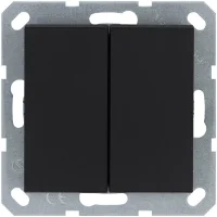 Кнопка 2-кл. 10А IP20 с переключающим контактом механизм черн. матов. soft touch Jasmart G3020PB