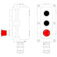 Пост управления взрывонепроницаемый из алюминия LCSD-03-B-MB-P1B(11)x1-P1B(11)x1-P6R(11)x1-PBMB-KAEPM2MHK-20 DKC LCSD21000135