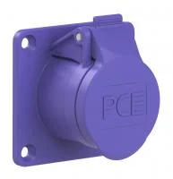 372v PCE Розетка встраиваемая 32A/24V/2P/IP44,фланец 70х70, никелированные контакты
