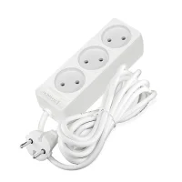 Удлинитель 3х3м без заземл. 10А IP20 2.2кВт ПВС 2х0.75 бел. DOMTOK 2371