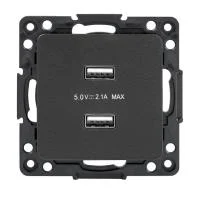 Розетка USB 2-м Стокгольм 2.1А механизм черн. PROxima EKF EZR16-028-10-2USB