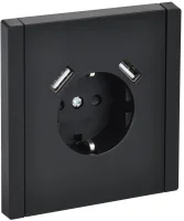 Розетка FORTE&PIANO FP145 16А USB A+A 3.1А с заземл. защ. штроки винт. крепл. черн. IEK FP-R14-16-U21-D31-K02