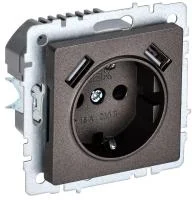 Розетка BRITE РЮш10-2-БрТБ 16А с USB A+A 3.1А с заземл. защ. шторки темн. бронза IEK BR-R14-16-U21-D31-K45
