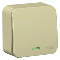 Переключатель проходной 1-кл. ОП Blanca 10А IP20 (сх. 6) 250В с подсветкой с изолир. пластиной беж. SE BLNVA106117