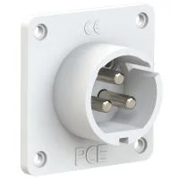 693-10v PCE Вилка встраиваемая 32A/24-42V/2P+E/IP44, никелированные контакты, фланец 70x70