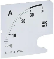 Шкала сменная для амперметра Э47 30/5А-1.5 96х96мм IEK IPA20D-SC-0030
