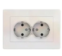 Розетка 2-м СП Афина 16А IP20 с заземл. в сборе жемчуж. Universal A0128-OBr