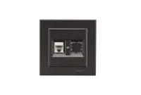 Розетка компьютерная+гнездо СП Karea 16А IP20 CAT 5 дым. металлик Makel 56050035