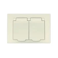 Розетка 2-м СП Афина 16А IP20 с заземл. c крышкой в сборе сл. кость (ivory) Universal A0031-I