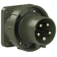 635-6.u PCE Вилка встраиваемая 63А/400V/3P+N+E/IP67, фланец 100x100, бронзово-зеленый