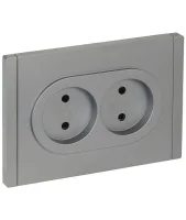 Розетка 2-м СП FORTE&PIANO FP525 10А без заземл. защ. шторки безвинт. крепл. сталь IEK FP-R23-10-1-K46
