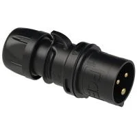 013-6x PCE Вилка кабельная 16А/230V/1P+N+E/IP44, черная