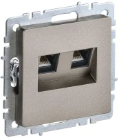 Розетка компьютерная двойная СП RJ45 кат.6 BRITE РК11-2-БрШ механизм шампань IEK BR-K20-2-K37