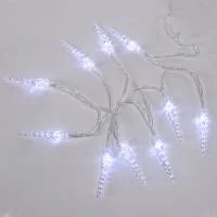 Гирлянда светодиодная "Сосульки" 1.5м 10LED бел. провод прозр. 2хAA (батарейки не в комплекте) Neon-Night 303-094