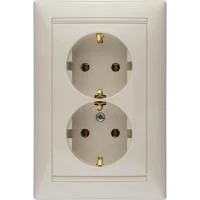 Розетка 2-м СП Valena 16А IP20 2х2P+E с заземл. немецк. стандарт в сборе сл. кость Leg 774370
